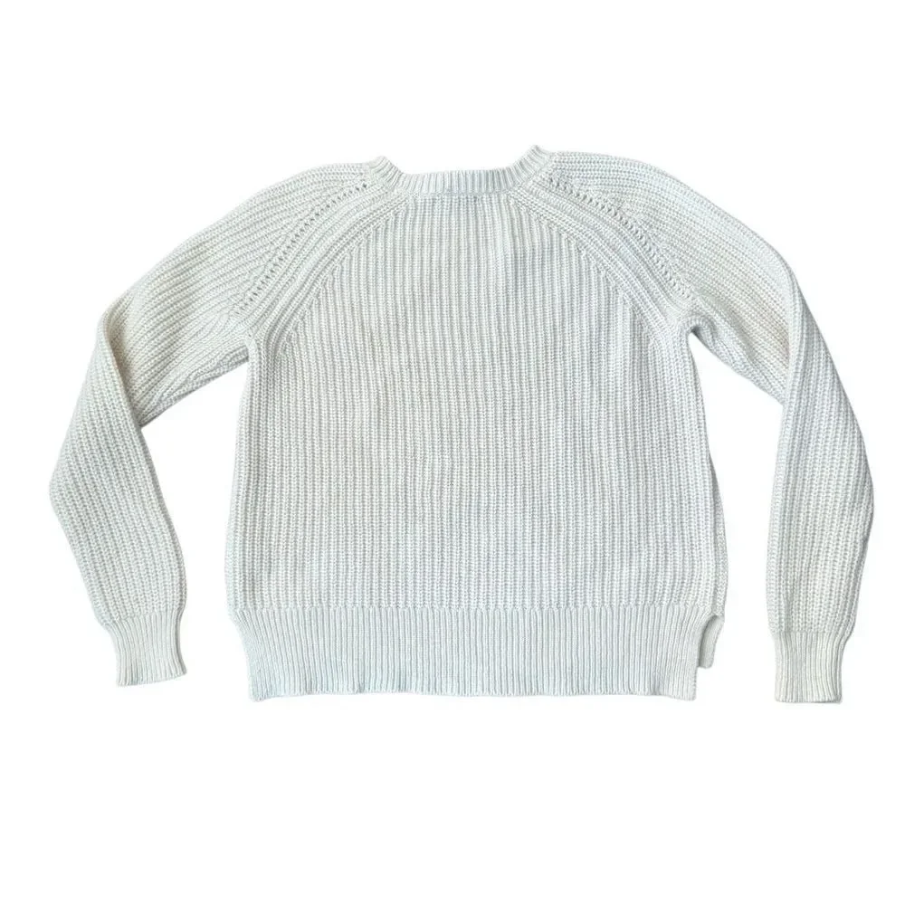 J. Crew Pointelle Sweater Wool Blend Cream White Medium